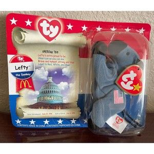Lefty the Donkey 1996 Ty Beanie Baby McDonald's RARE NIB